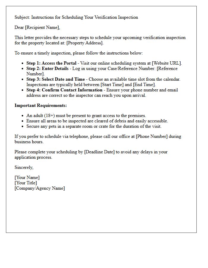 Instructions For Scheduling A Verification Inspection
