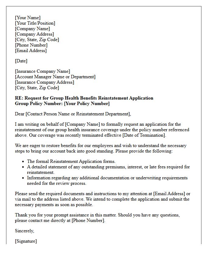Group Health Benefits Reinstatement Application Request Letter