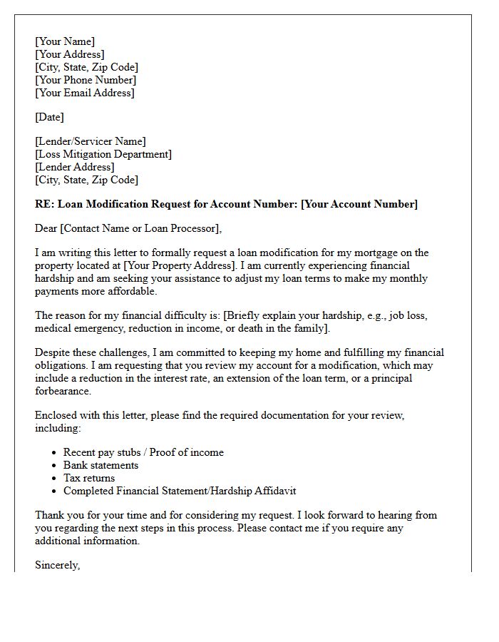 Loan Modification Application Request Letter