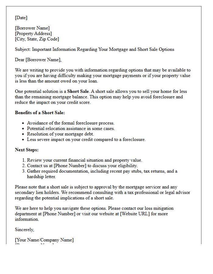 Short Sale Options Information Letter