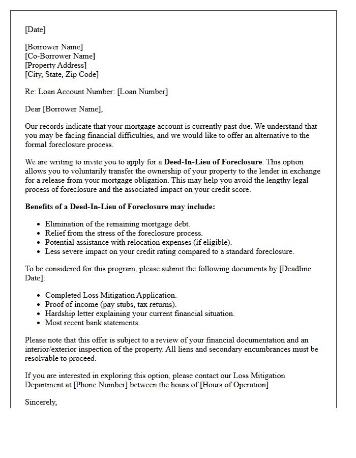 Deed-In-Lieu Of Foreclosure Solicitation Letter