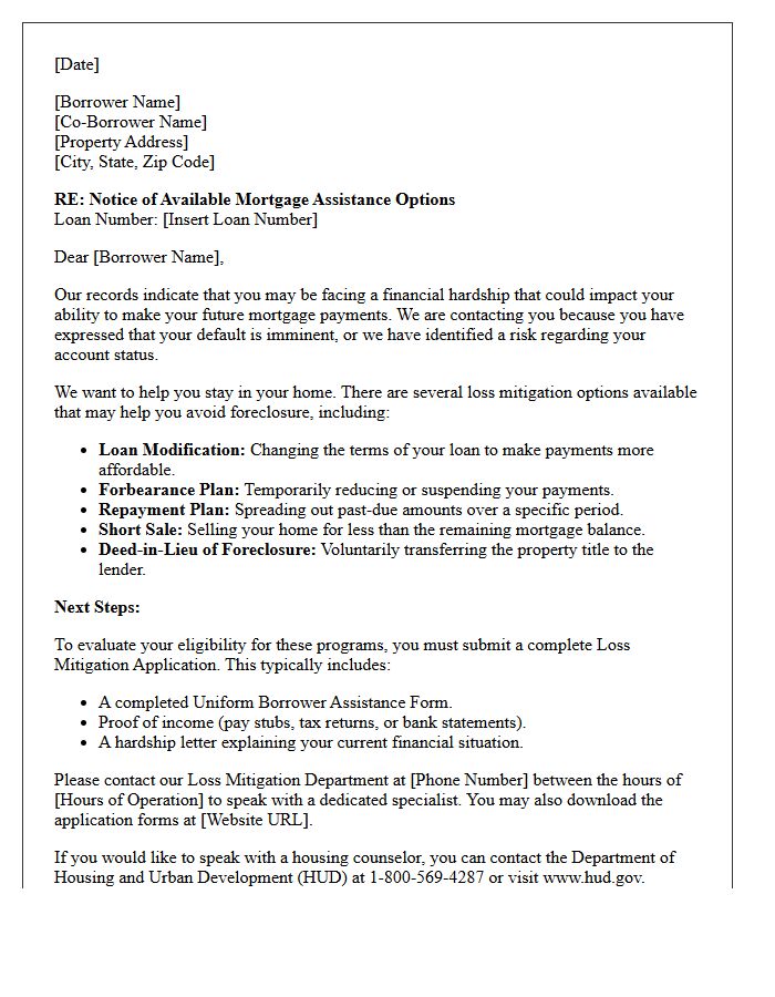 Imminent Default Loss Mitigation Solicitation Letter