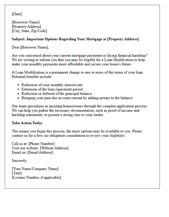 Loan Modification Assistance Solicitation Letter