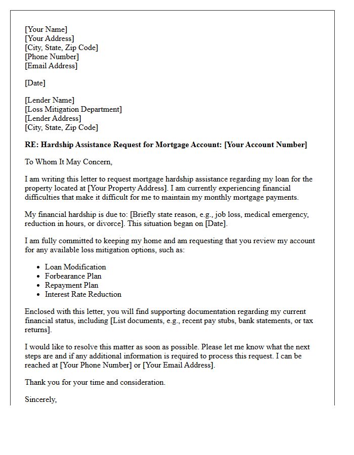 Mortgage Hardship Assistance Solicitation Letter