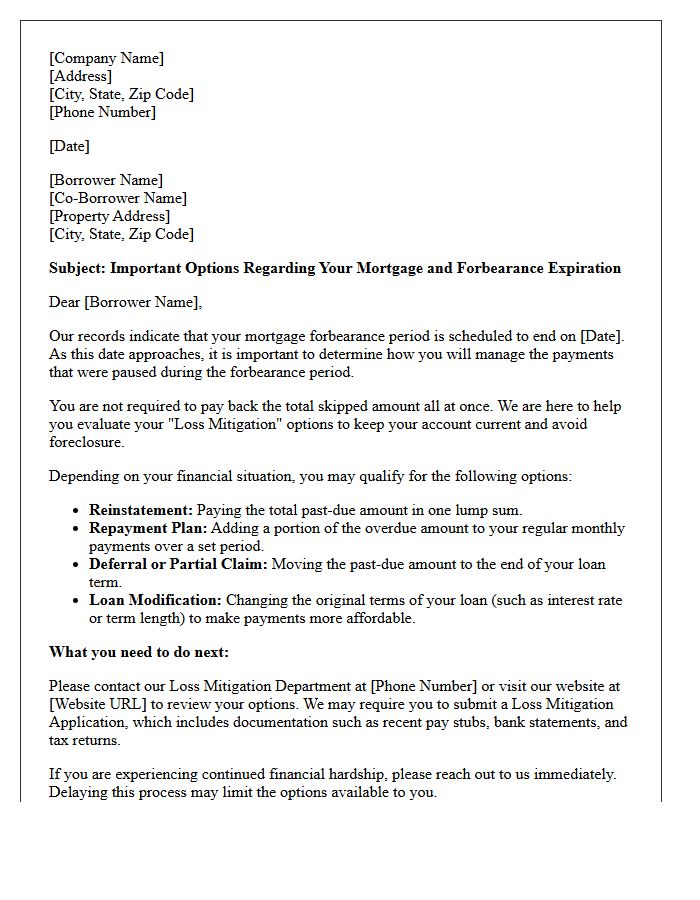 Post-Forbearance Loss Mitigation Solicitation Letter