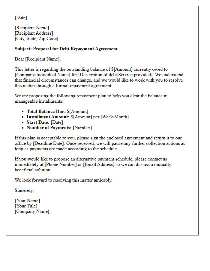 Repayment Agreement Solicitation Letter