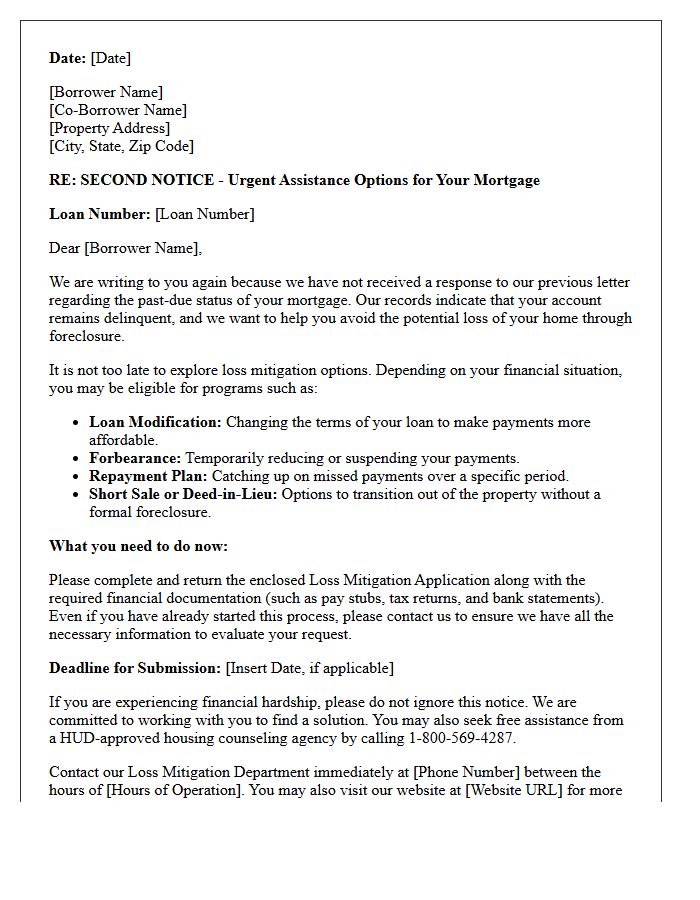 Second Request Loss Mitigation Solicitation Letter