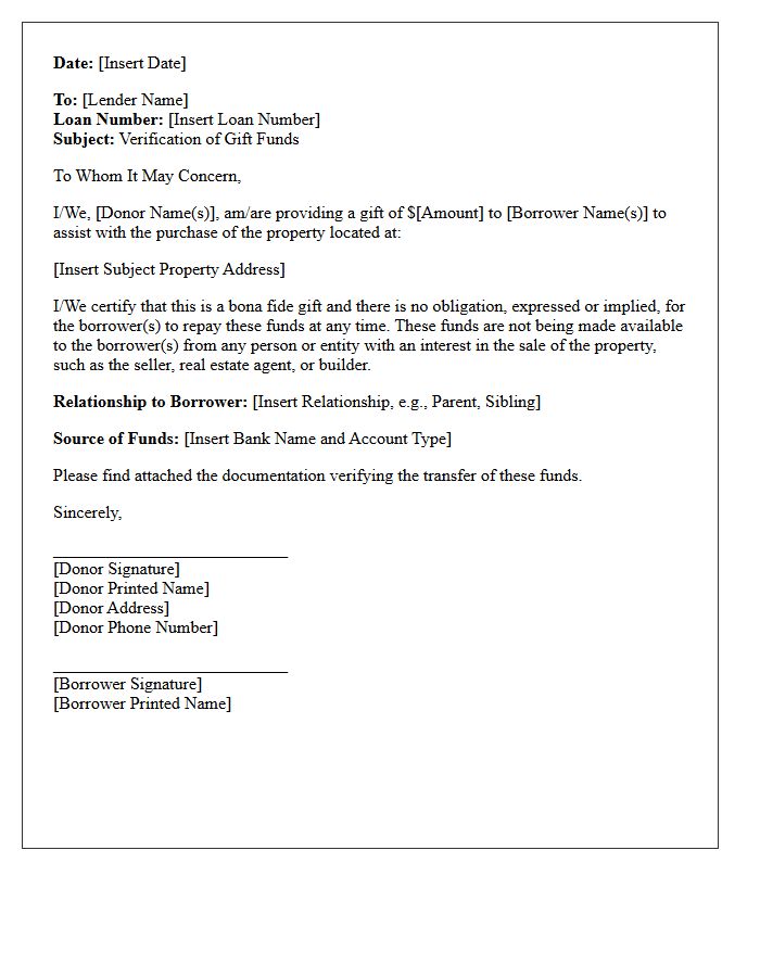 Gift Funds Verification Request Letter