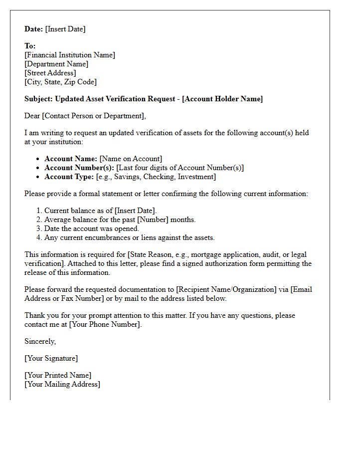 Updated Asset Verification Request Letter