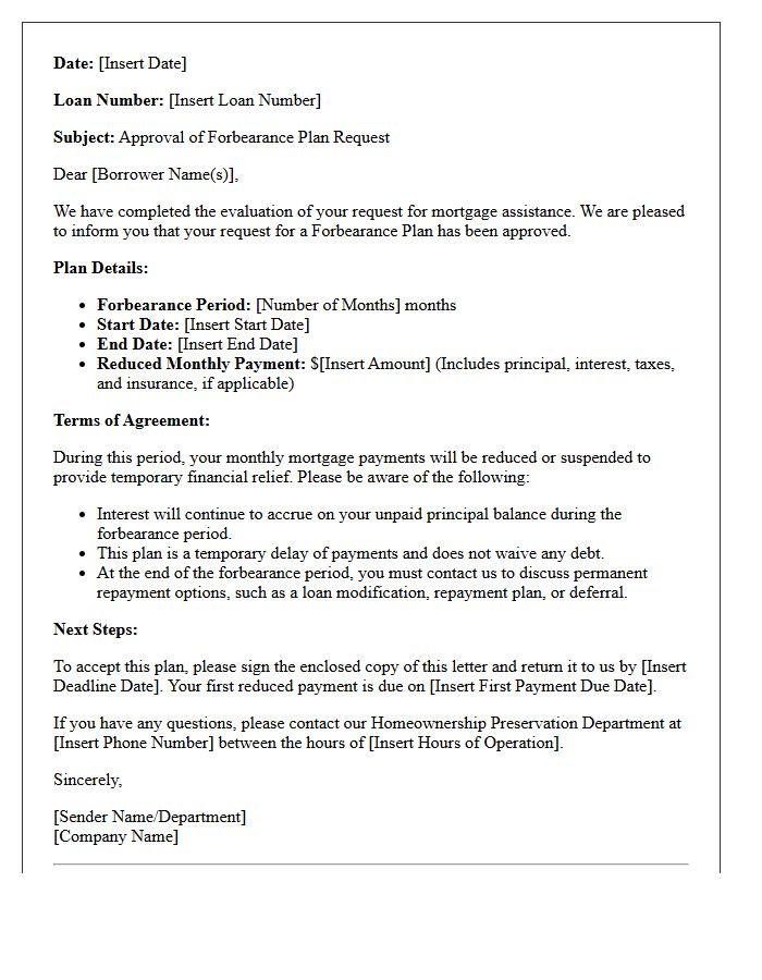 Forbearance Plan Evaluation Approval Letter