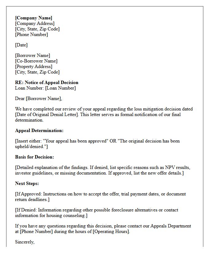 Loss Mitigation Evaluation Appeal Decision Letter