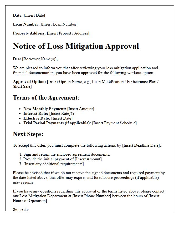 Loss Mitigation Evaluation Approval Letter