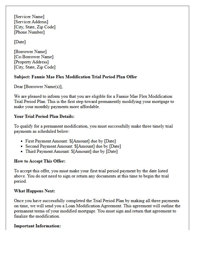 Fannie Mae Flex Modification Trial Period Plan Offer Letter