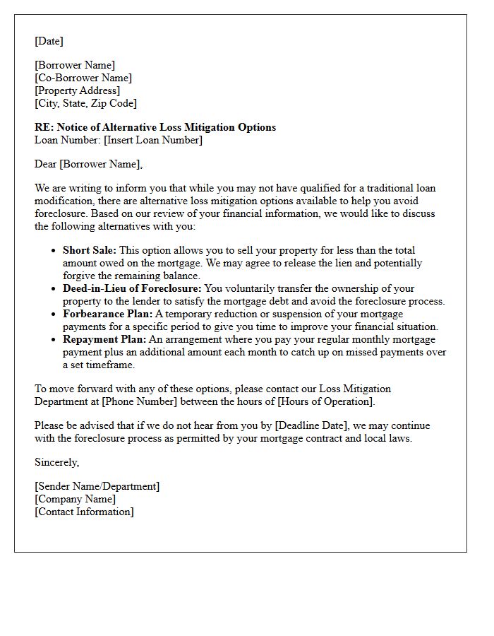 Alternative Loss Mitigation Options Available