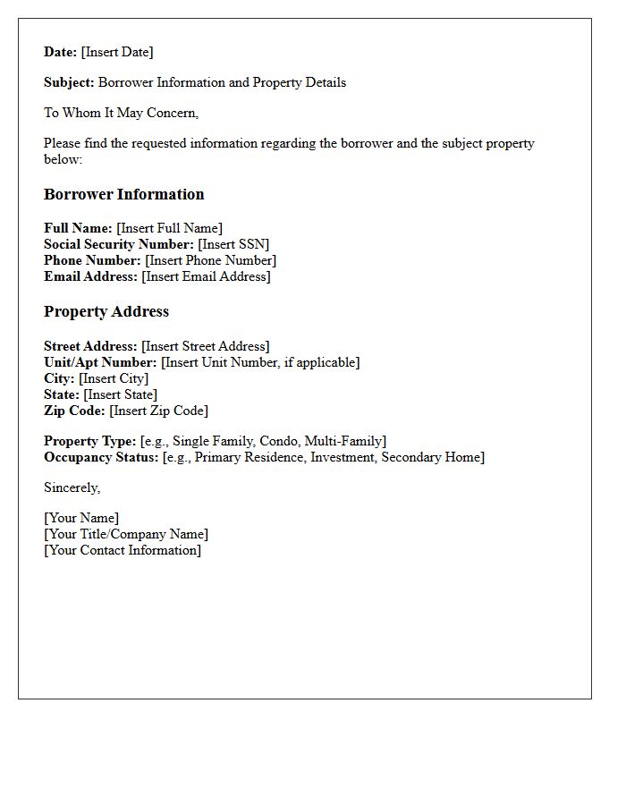 Borrower Information and Property Address