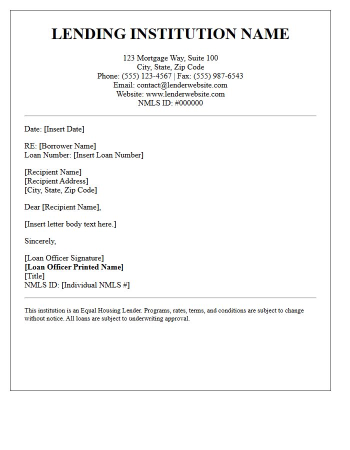 Mortgage Lender Letterhead and Contact Information