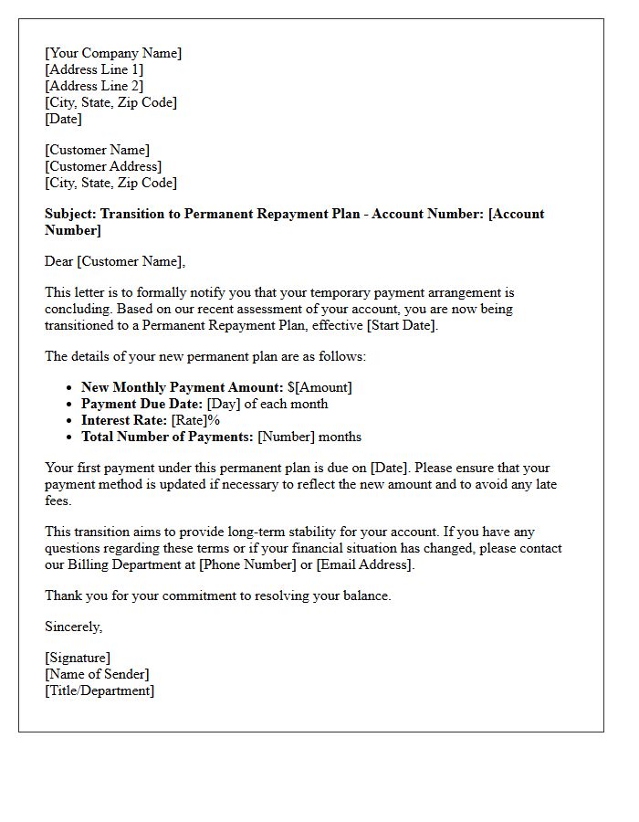 Permanent Repayment Plan Transition Letter