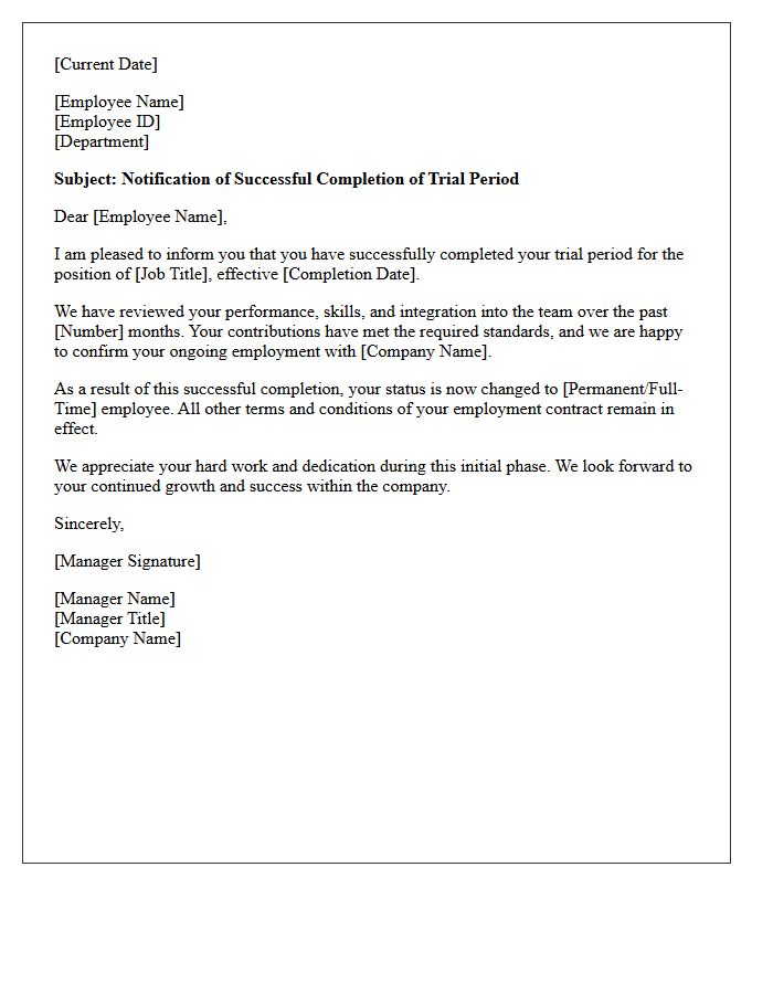 Trial Period Plan Completion Approval Letter