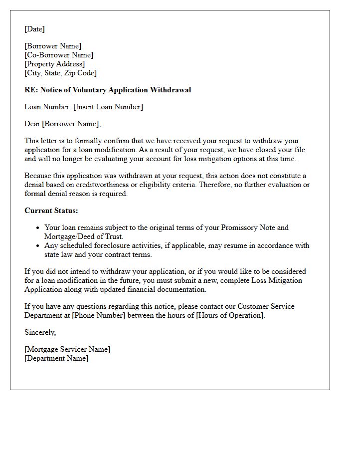 Voluntary Application Withdrawal Loan Modification Denial Letter