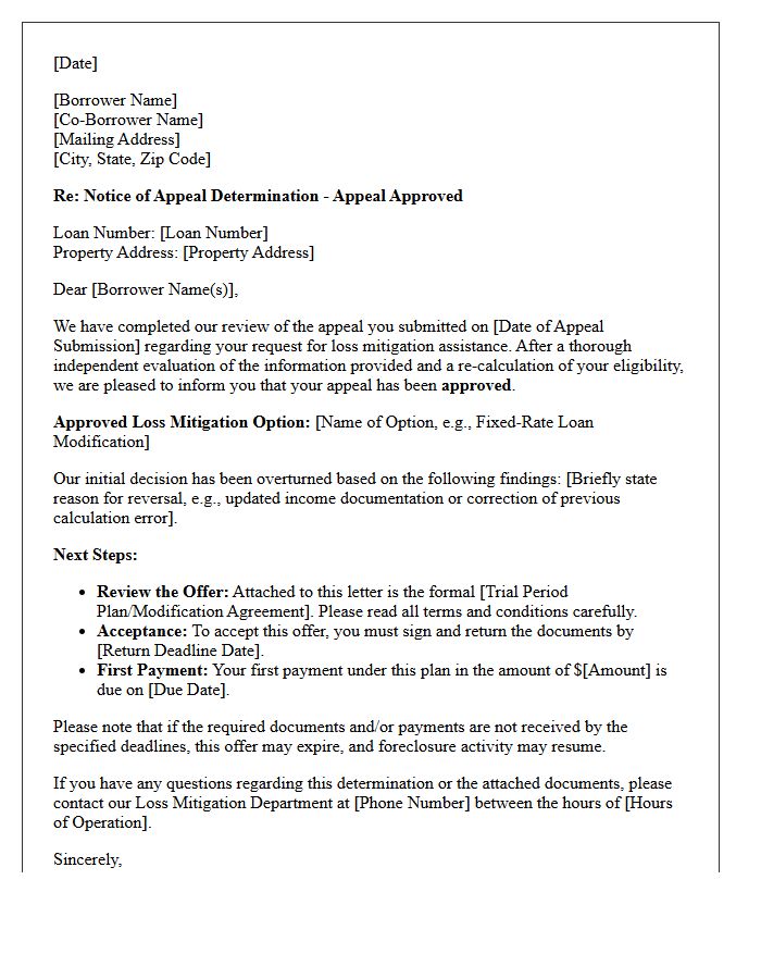 Loss Mitigation Appeal Approved Determination Letter