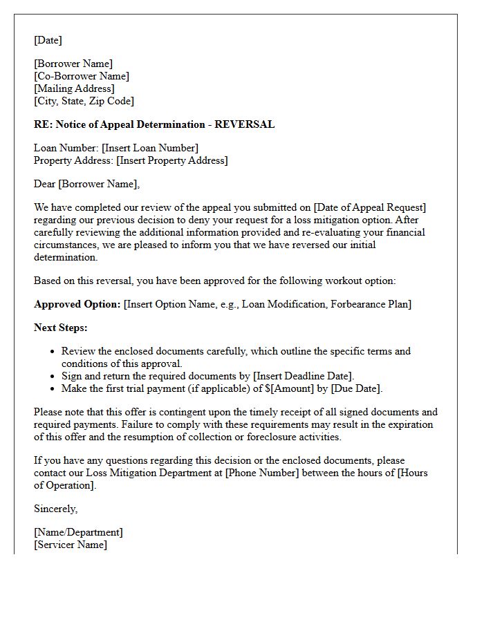 Loss Mitigation Appeal Determination Reversal Letter