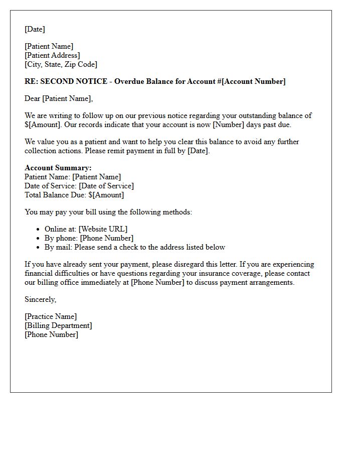 Delinquent Dental Account Second Reminder Letter