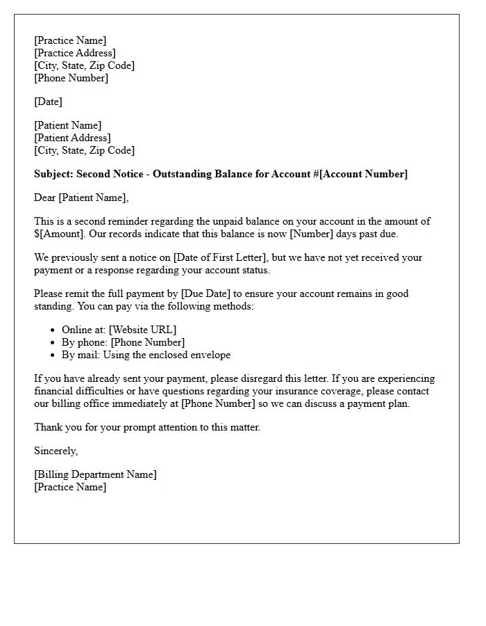 Outstanding Dental Balance Second Reminder Letter