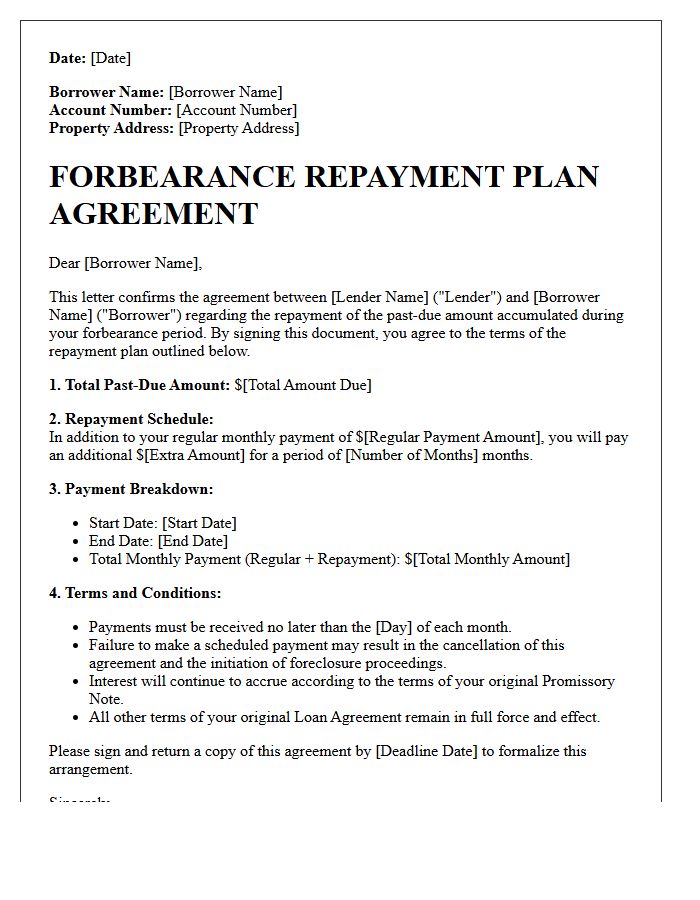 Forbearance Repayment Plan Agreement Letter