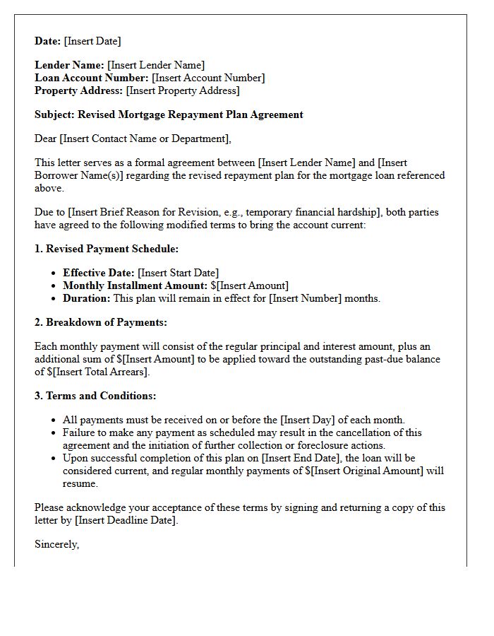 Revised Mortgage Repayment Plan Agreement Letter