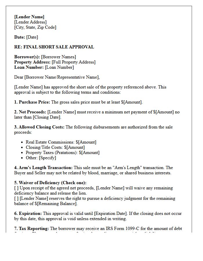 Final Short Sale Approval Letter