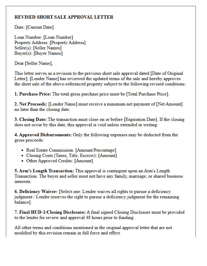 Revised Short Sale Approval Letter