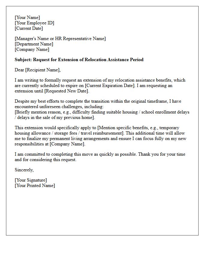 Relocation Assistance Extension Request Letter