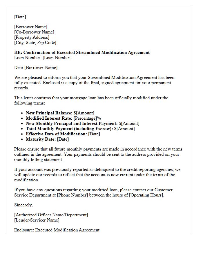 Executed Streamlined Modification Confirmation Letter
