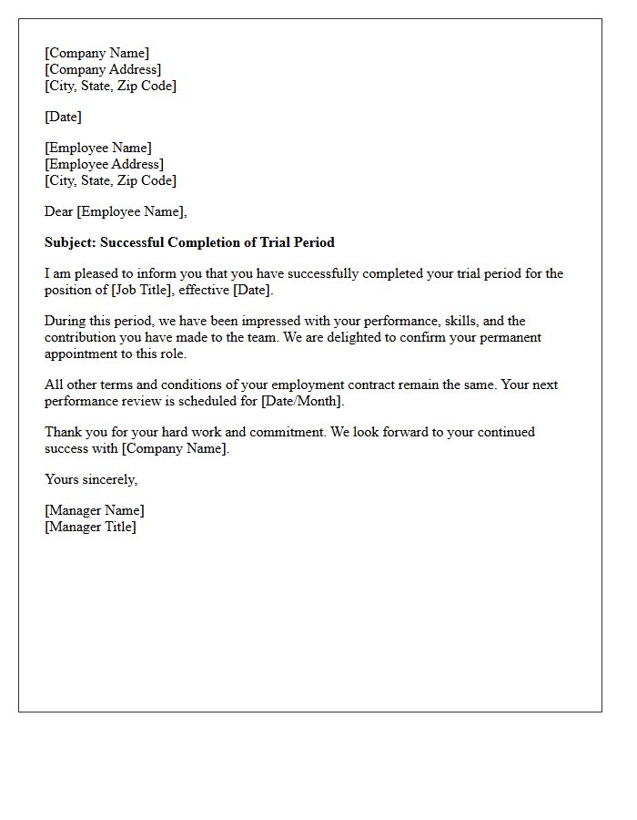 Trial Period Successful Completion Letter