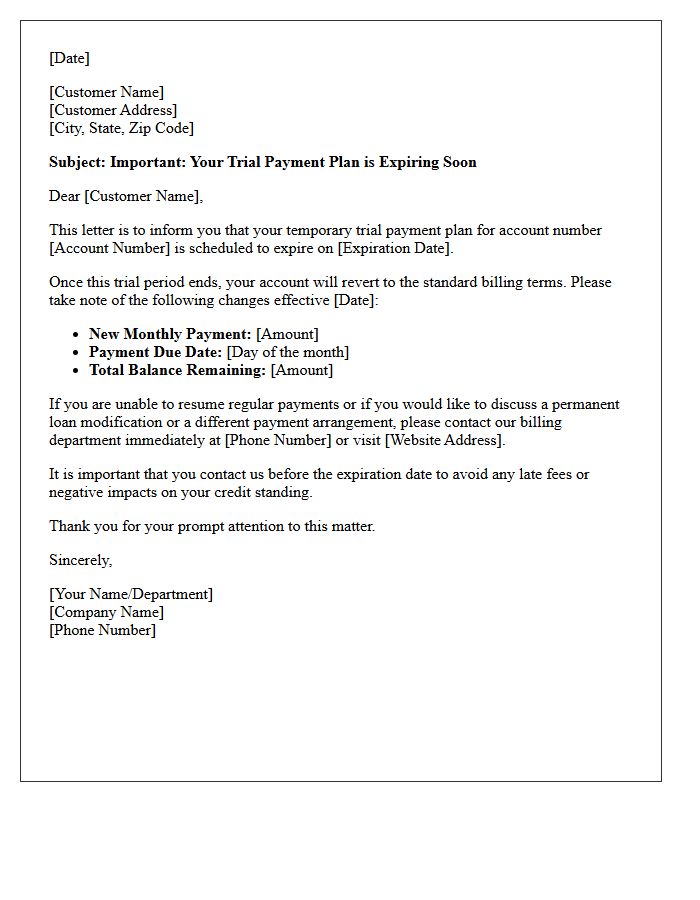 Trial Payment Plan Expiration Warning Letter