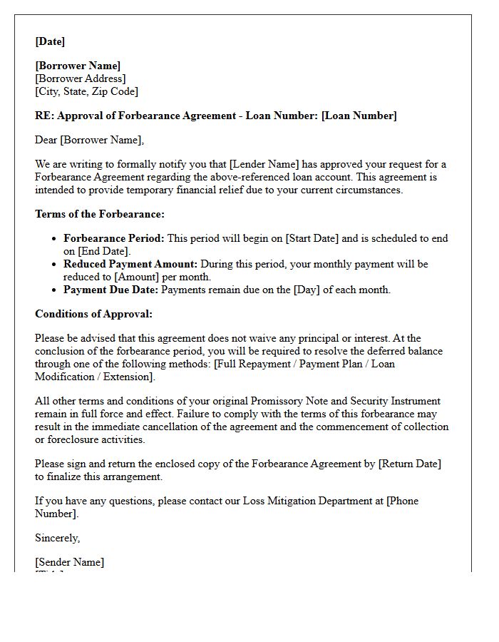 Forbearance Agreement Approval Letter