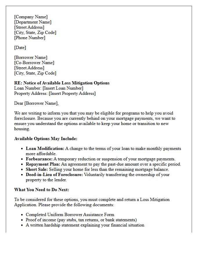 Loss Mitigation Options Notification Letter