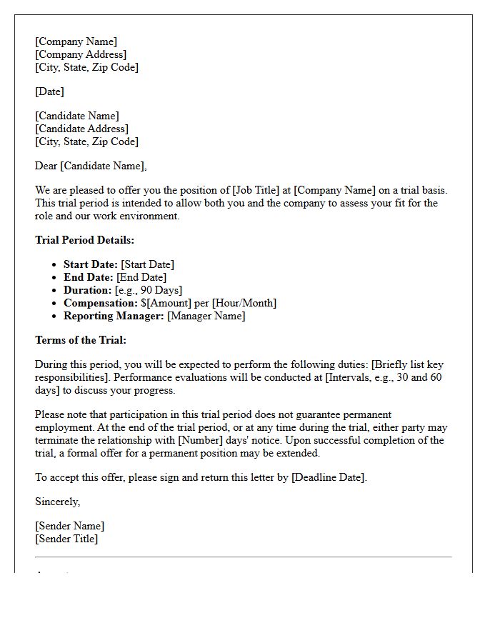 Trial Period Plan Offer Letter