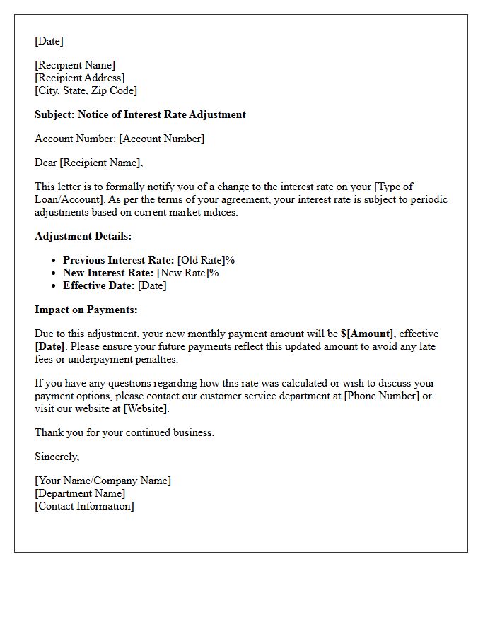 Adjusted Interest Rate Status Letter