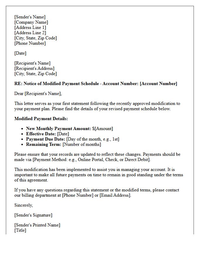 First Modified Payment Statement Letter
