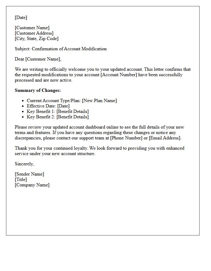Post-Modification Account Welcome Letter