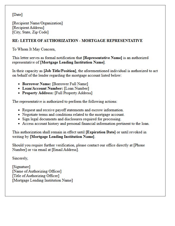 Authorized Mortgage Lender Representative