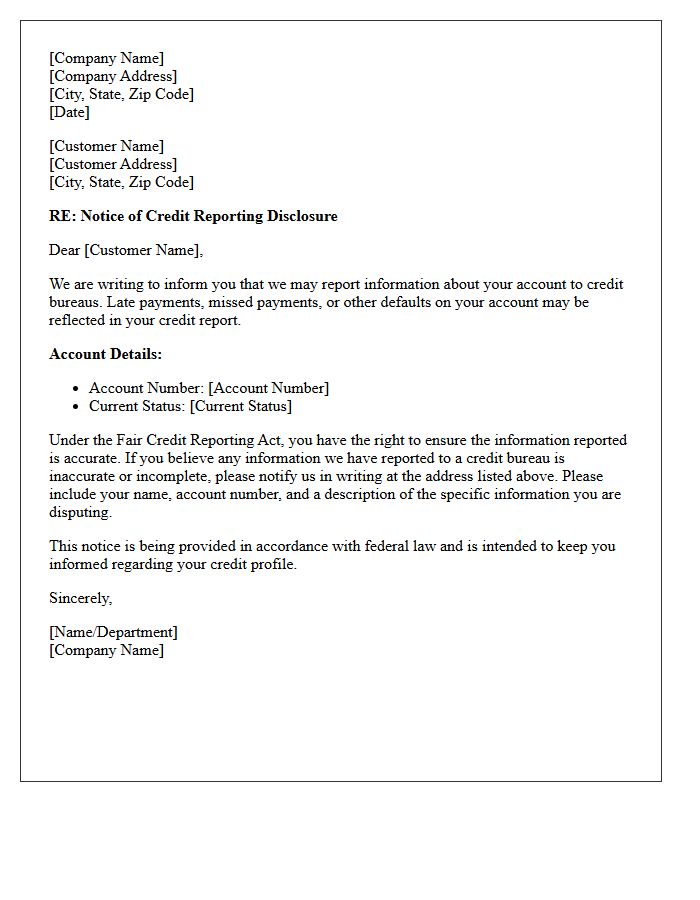 Credit Bureau Reporting Disclosure