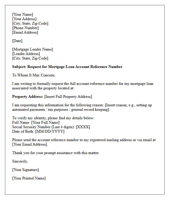 Mortgage Loan Account Reference Number