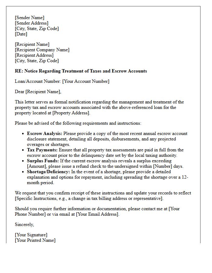 Treatment of Taxes and Escrow Accounts