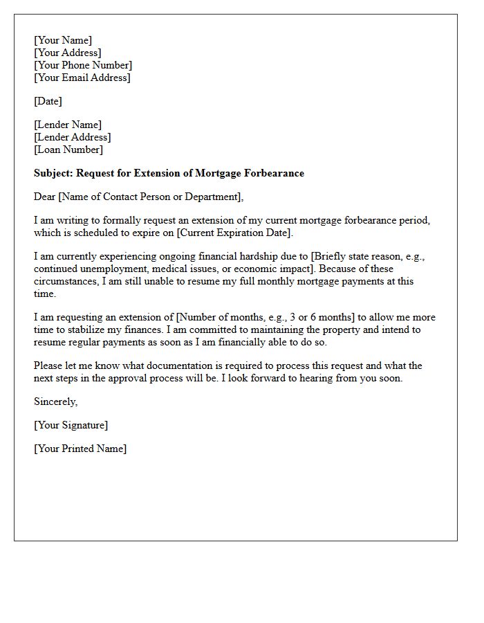 Mortgage Pause Extension Request Letter