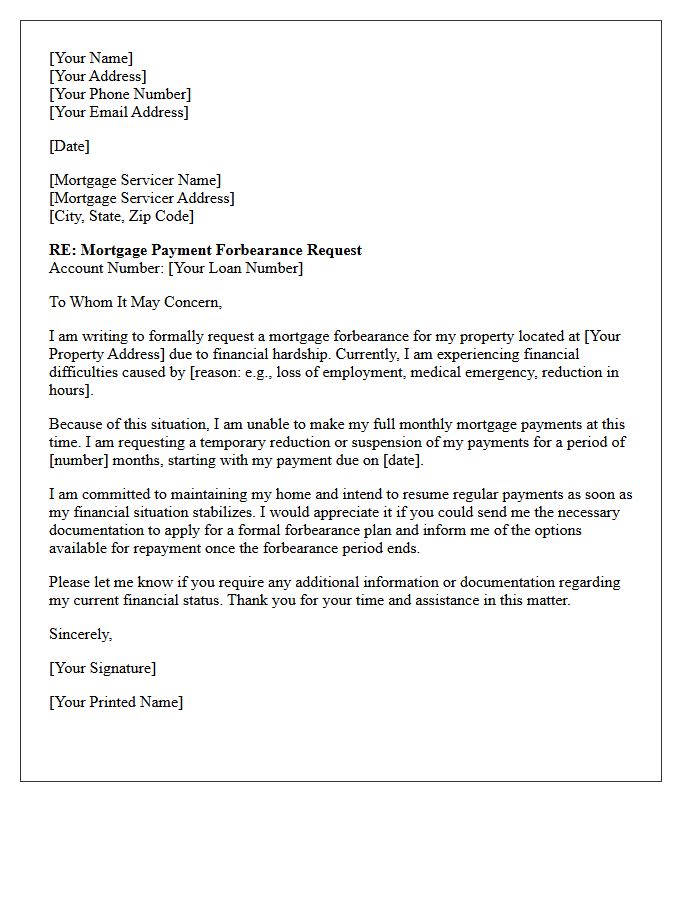 Mortgage Payment Forbearance Request Letter