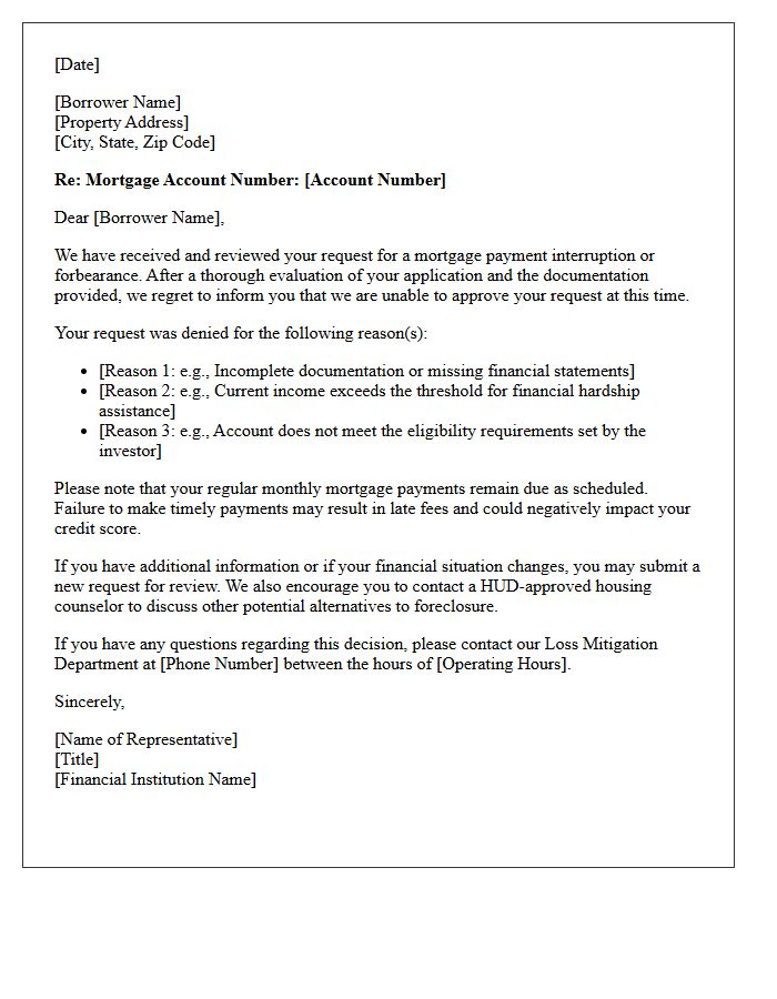 Mortgage Payment Interruption Denial Letter