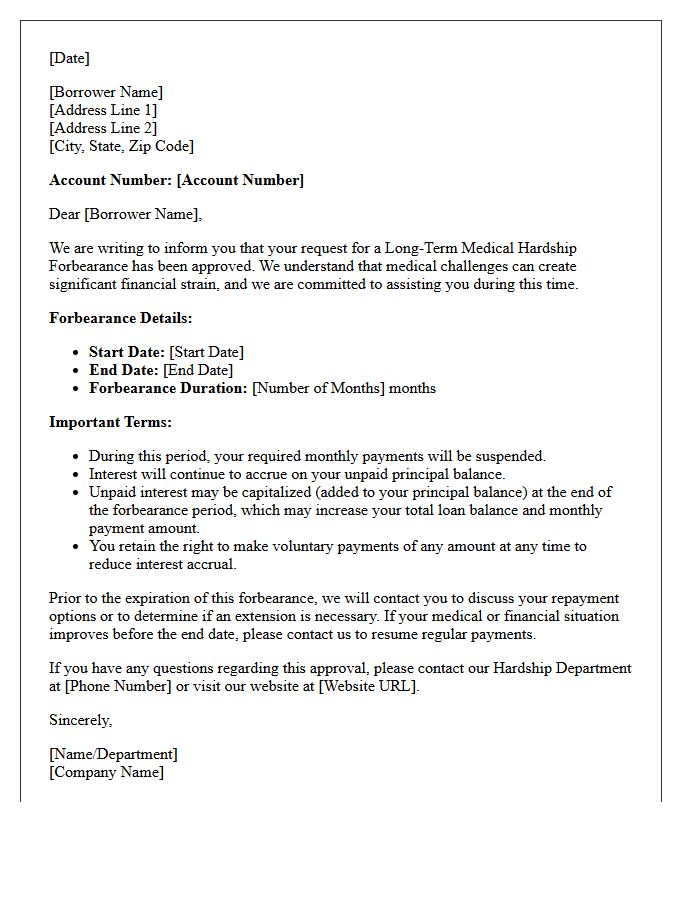Long-Term Medical Hardship Forbearance Approval Letter
