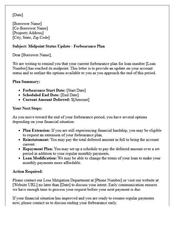 Forbearance Period Midpoint Status Update Letter